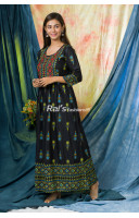 Pure Premium Quality Rayon Cotton Printed Long Dress (RAI409)